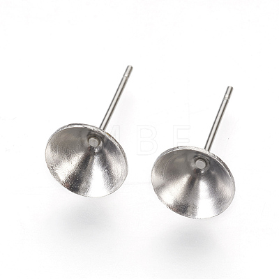 304 Stainless Steel Post Stud Earring Settings STAS-I097-006E-P-1