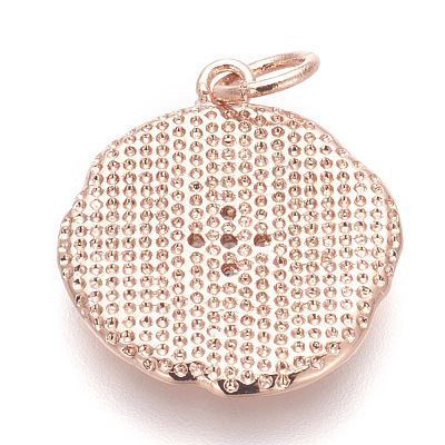 Brass Micro Pave Cubic Zirconia Pendants ZIRC-E152-35RG-RS-1