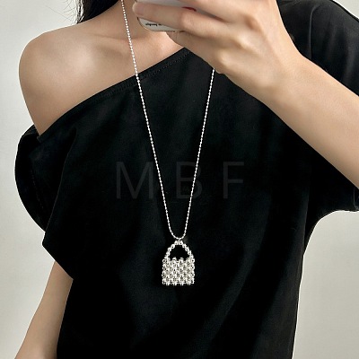 Alloy Round Beaded Handbag Pendant Necklaces for Women WGA77D5-01-1