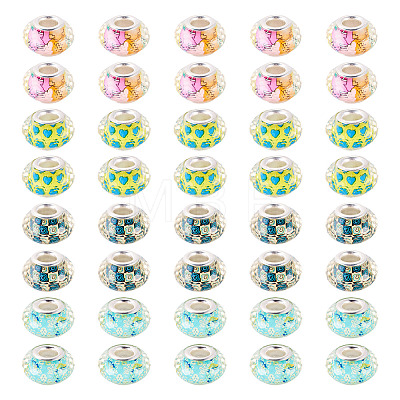 40Pcs 4 Colors Resin European Beads RPDL-TA0001-15-1