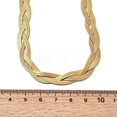 Unisex 304 Stainless Steel Braided Flat Snake Chain Necklaces NJEW-K305-12B-G-1