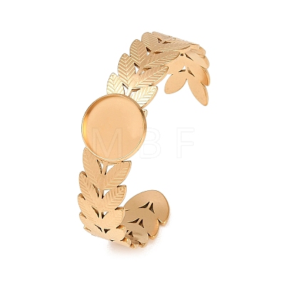 304 Stainless Steel Leaf Cuff Bangle Making STAS-F366-12B-G-1