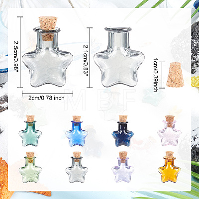 DELORIGIN 8Pcs 8 Colors Mini High Borosilicate Glass Bottle Bead Containers BOTT-DR0001-01-1