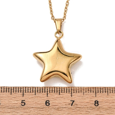 304 Stainless Steel Star Pendant Cable Chain Necklaces for Men Women NJEW-K308-02A-G-1