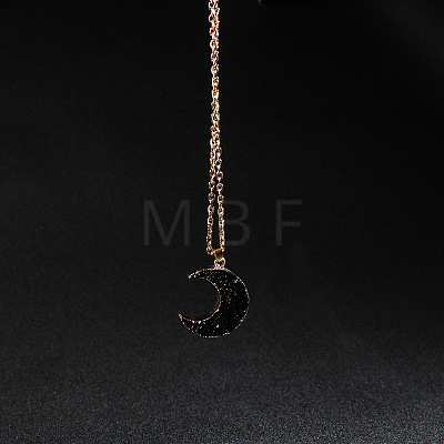 Crescent Moon Alloy Resin Pendant Necklaces WG568A9-01-1