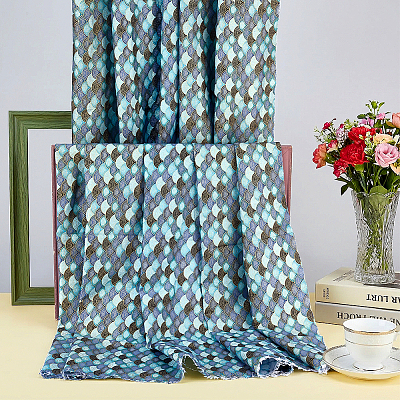 Fish Scales Pattern Cotton Fabric DIY-WH0622-777B-1