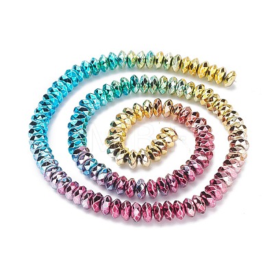 Rainbow Color Electroplate Non-magnetic Synthetic Hematite Beads Strands G-L489-F02-1