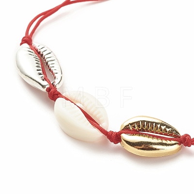 Acrylic & Alloy Shell Braided Bead Bracelet with Lampwork Evil Eye BJEW-JB08131-01-1