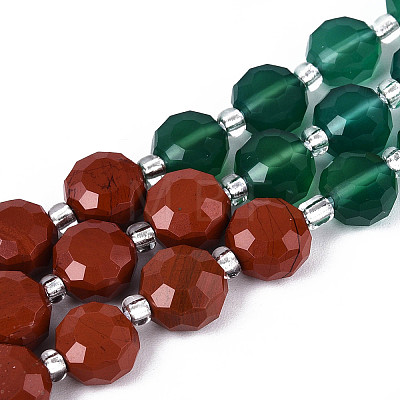 Natural Red Agate & Green Agate & Red Jasper Beads Strands G-T144-19B-01-1