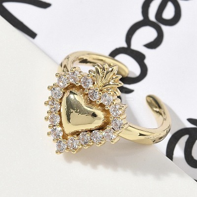 Brass Micro Pave Cubic Zirconia Cuff Rings RJEW-H236-24G-1