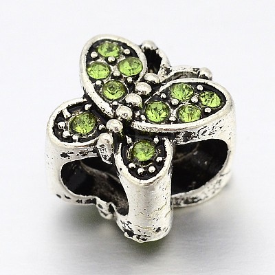 Large Hole Butterfly Alloy Rhinestone Beads MPDL-L011-M-1