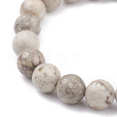 10mm Round Natural Maifanite/Maifan Stone Beads Stretch Bracelet BJEW-JB07088-01-1