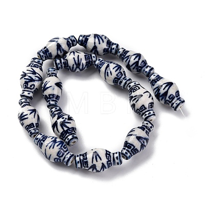 Handmade Blue and White Porcelain Beads Strands PORC-I027-13C-1