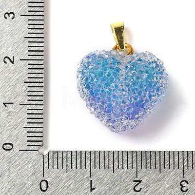 Transparent Resin Dotted Rhinetone Pendants RESI-N040-01G-03-RS-1