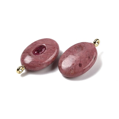Natural Rhodonite & Cubic Zirconia Pendants X-G-Z076-01G-06-1