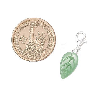 3Pcs Leaf Handmade Lampwork Pendant Decorations HJEW-JM03545-01-1