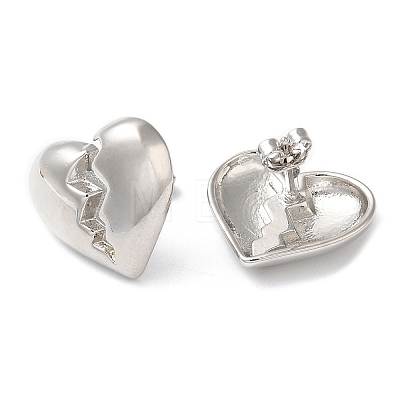 Rack Plating Brass Split Heart Stud Earrings EJEW-Q766-13P-1