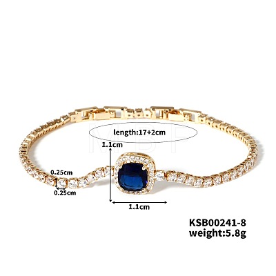 Elegant and Versatile Square Brass Cubic Zirconia Bracelets for European and American Fashion FS6985-2-1