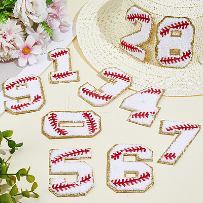 1Bag Sport Theme Number 0~9 Embroidery Cloth Iron on/Sew on Patches PATC-CY0001-65C-1
