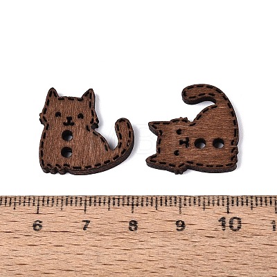 2-Hole Cat Shape Wood Buttons BUTT-Q046-06B-1