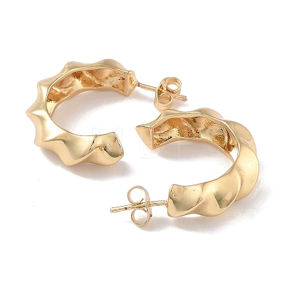 Brass Twist Half Round Stud Earrings EJEW-M239-04G-1