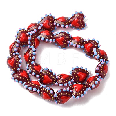Baking Paint Glass Bumpy Beads Heart LAMP-V001-09H-1