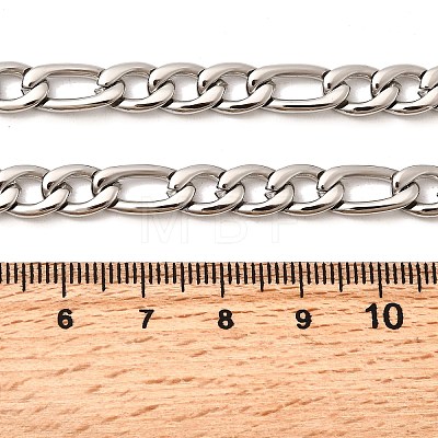 7MM 304 Stainless Steel Figaro Chain Necklaces for Women Men NJEW-B134-04B-P-1