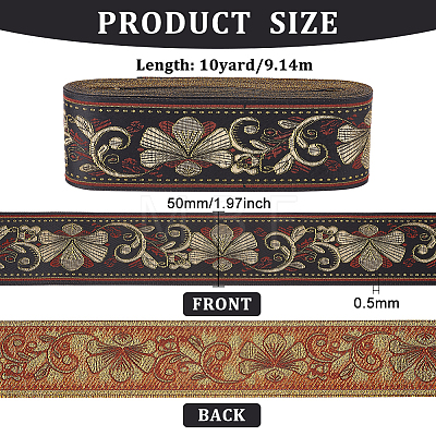 10 Yards Ethnic Style Embroidery Polyester Ribbons OCOR-WH0082-78B-1