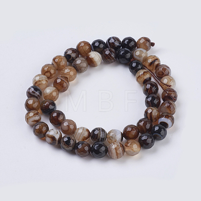 Natural Striped Agate/Banded Agate Beads Strands G-G581-8mm-11-1