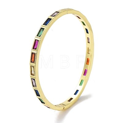 Brass Pave Colorful Glass Hinged Bangles for Women BJEW-Z061-07C-1