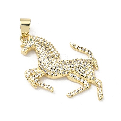 Brass Micro Pave Clear Cubic Zirconia Pendants KK-P350-22G-1
