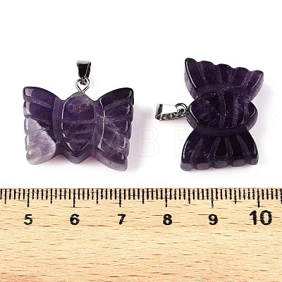 Natural Amethyst Carved Butterfly Pendants G-N342-01D-1