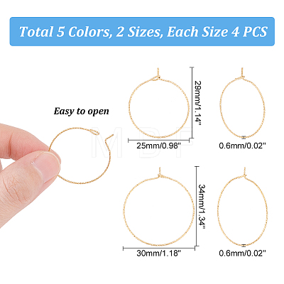 Unicraftale 40Pcs 10 Style 316 Surgical Stainless Steel Hoop Earrings Findings STAS-UN0039-39-1