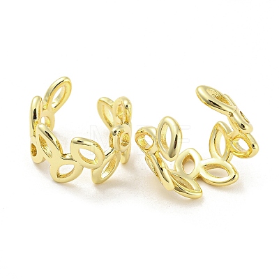 Hollow Leafy Branch Brass Cuff Earrings EJEW-I300-07G-1