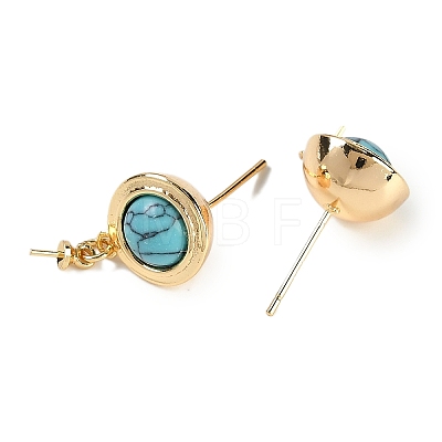 Synthetic Turquoise Stud Earring Findings KK-P283-04G-1