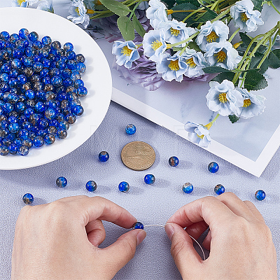3 Strands Two-Tone Crackle Baking Paint Transparent Glass Beads Strands CCG-SP0001-01B-1