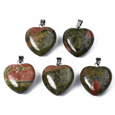 Natural Unakite Pendants G-N0325-12B-1