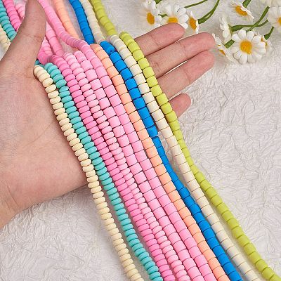 10 Strands 10 Colors Handmade Polymer Clay Beads Strands CLAY-SZ0001-97-1