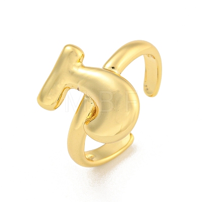 Brass Letter Open Cuff Rings for Women RJEW-G313-01J-G-1