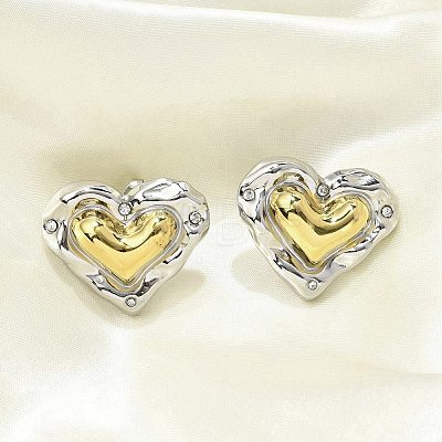 304 Stainless Steel Two Tone Stud Earrings EJEW-A124-01A-1