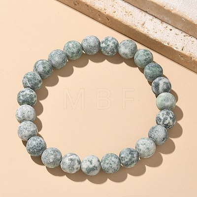 Natural Green Spot Jasper Bead Stretch Bracelets BJEW-K212-B-017-1