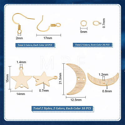 Unicraftale DIY Moon & Star Dangle Earring Making Kit DIY-UN0004-31-1