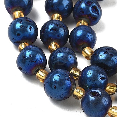 Electroplated Natural Druzy Geode Crystal Beads Strands G-G459-02-1
