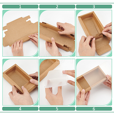 Foldable Paper Drawer Boxes with Clear Plastic Cover CON-WH0095-68A-05-1