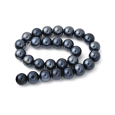 Electroplate Round Pearlized Glass Pearl Beads Strands EGLA-U002-01A-1