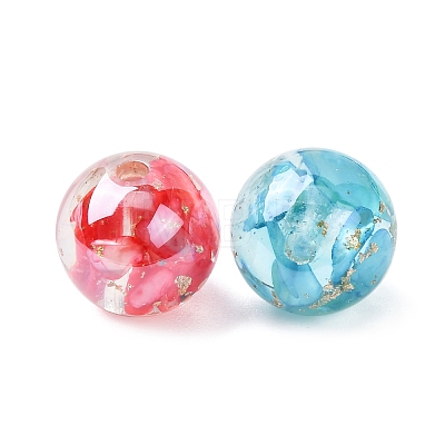 Transparent Resin & Natural Shell Beads RESI-B039-09-1