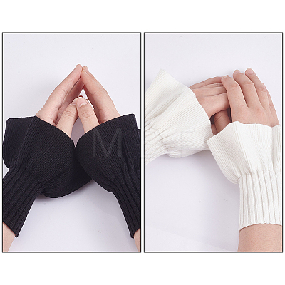 Fingerinspire 2 Pairs 2 Colors Cotton Knit Rib Sleeve Cuff AJEW-FG0003-95-1