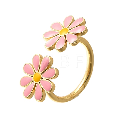 Brass Enamel Cuff Rings for Women RJEW-Q008-14G-01-1