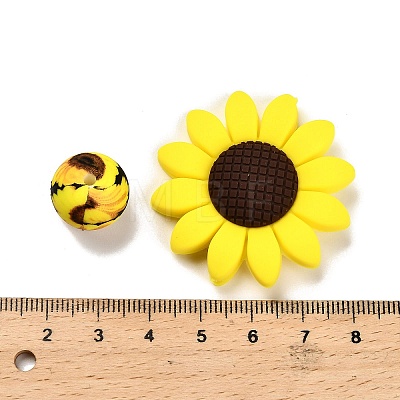 23Pcs Sunflower & Round Silicone Focal Beads SIL-L005-01D-1