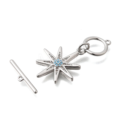 Brass Pave Cubic Zirconia Toggle Clasps KK-N289-09P-1